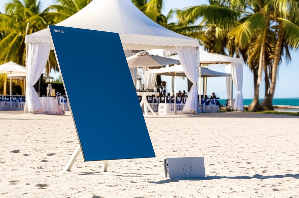 Starlink satellite internet setup at beach events