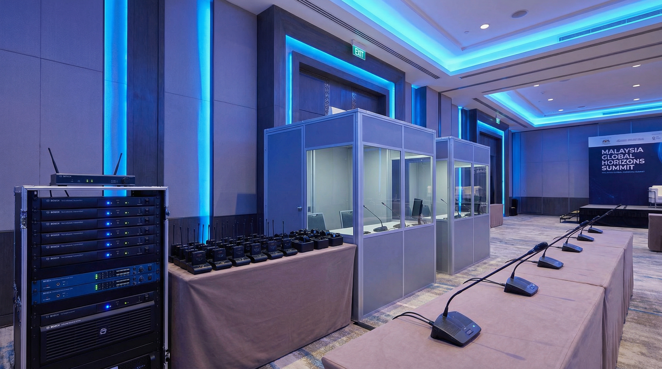 Conference equipment rental interpreter booth simultaneous interpretation system Malaysia Singapore