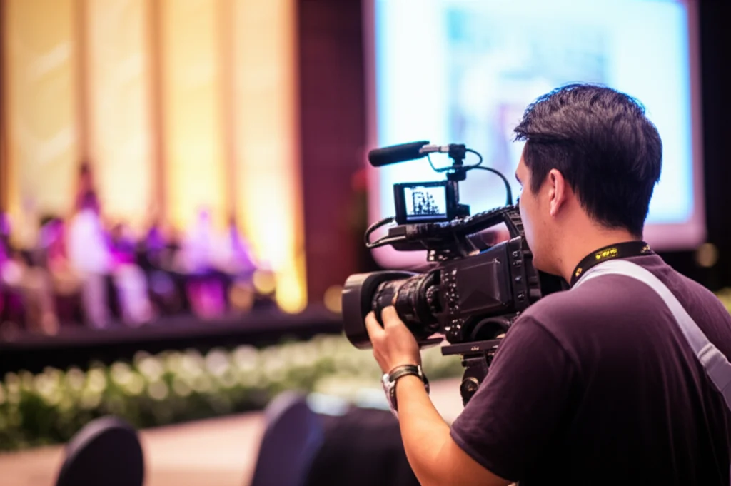 Professional camera operator at live event