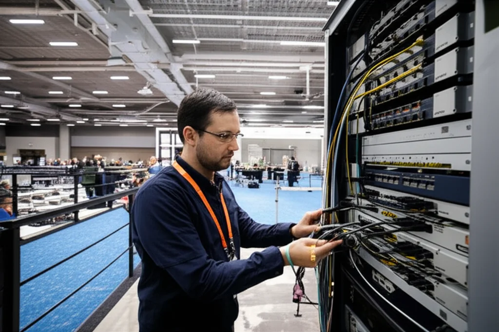 Event WiFi setup and network configuration at conference venue