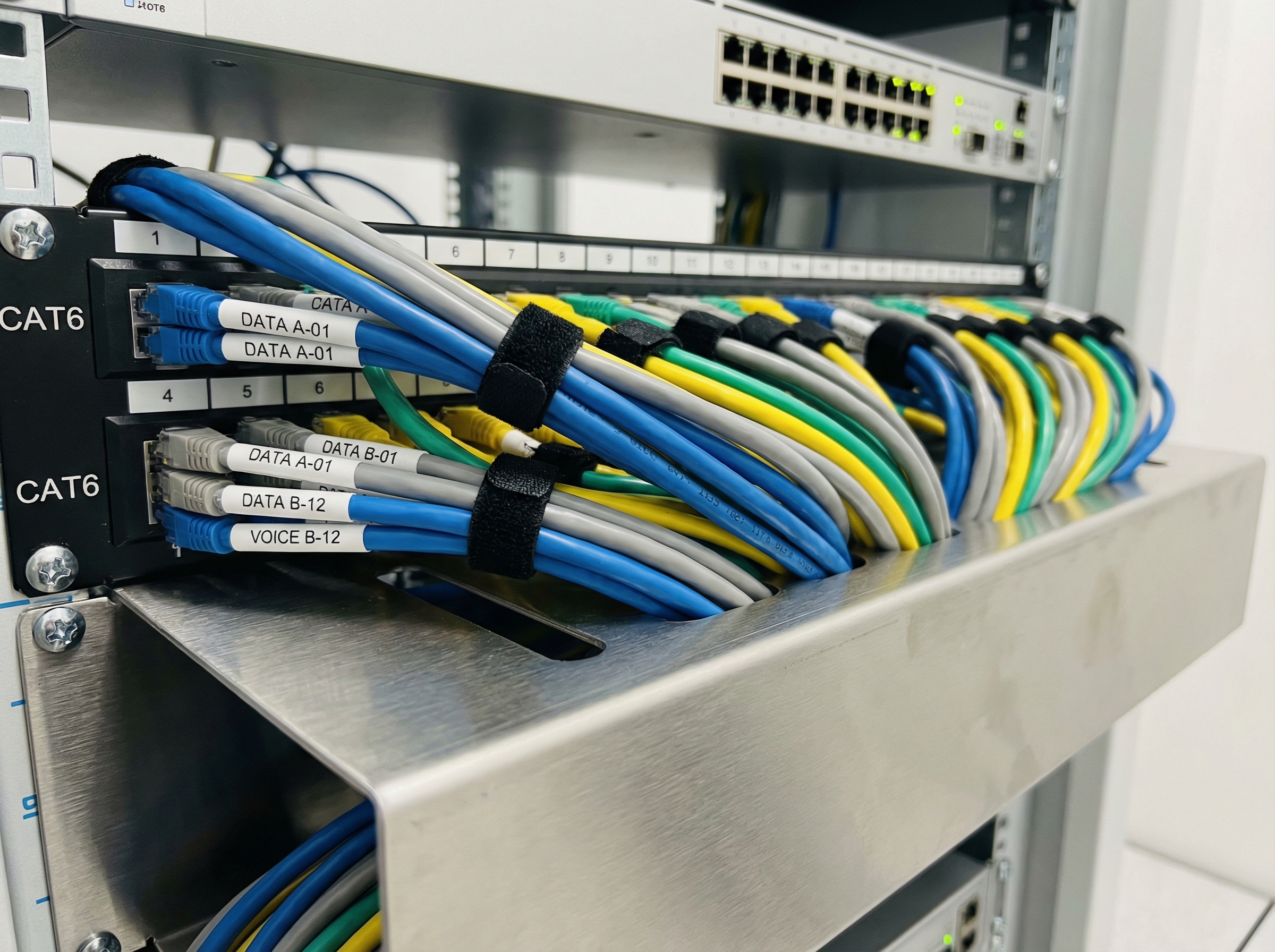 Cat6 Ethernet cable bundle for office network installation