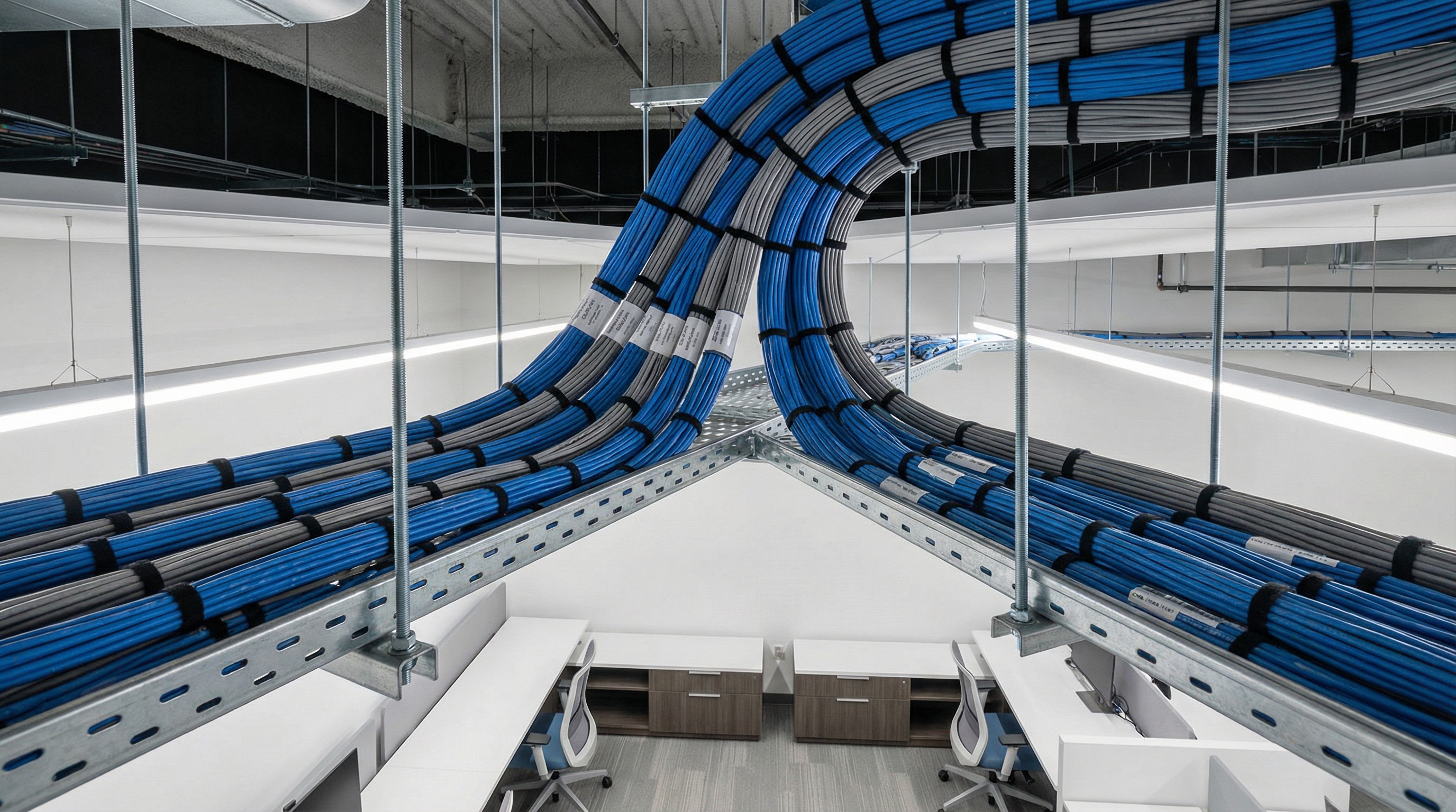 Structured network cabling installation in modern office Malaysia