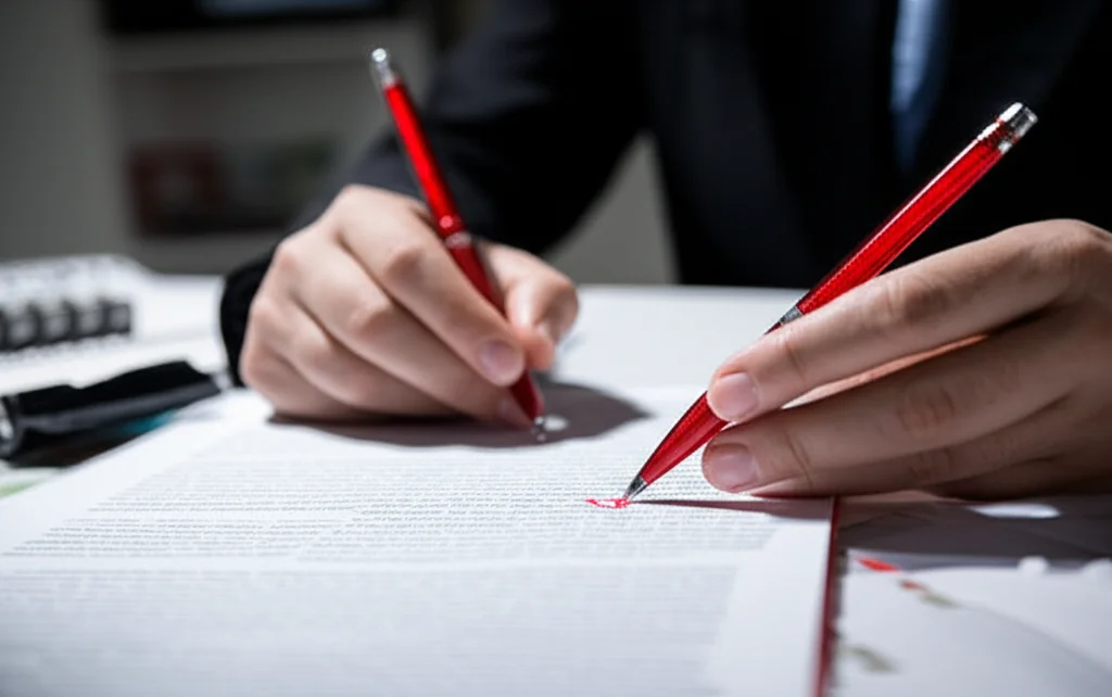 Professional proofreader reviewing documents