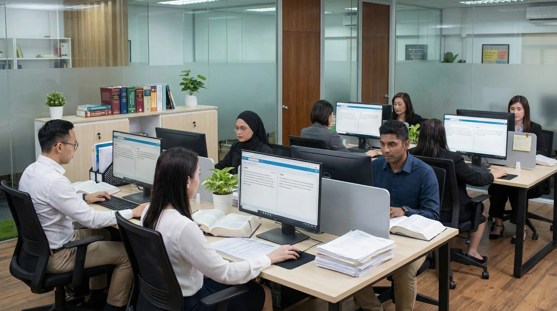 Translife translators working on documents - professional translation services
